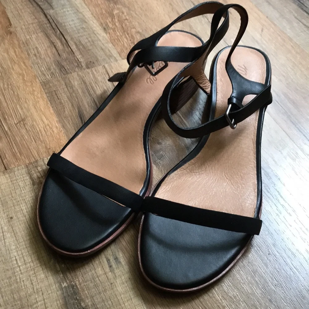 Madewell black leather Louise sandals with ankle strap 8.5 - Picture 7 of 13